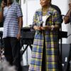 Janet Jackson yellow blue plaid jacket