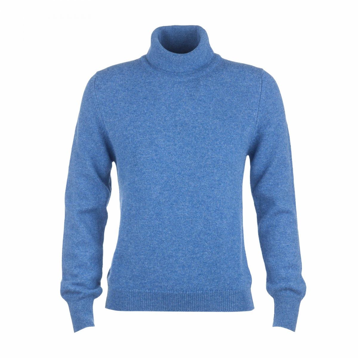 Blue knitted cashmere turtleneck sweater